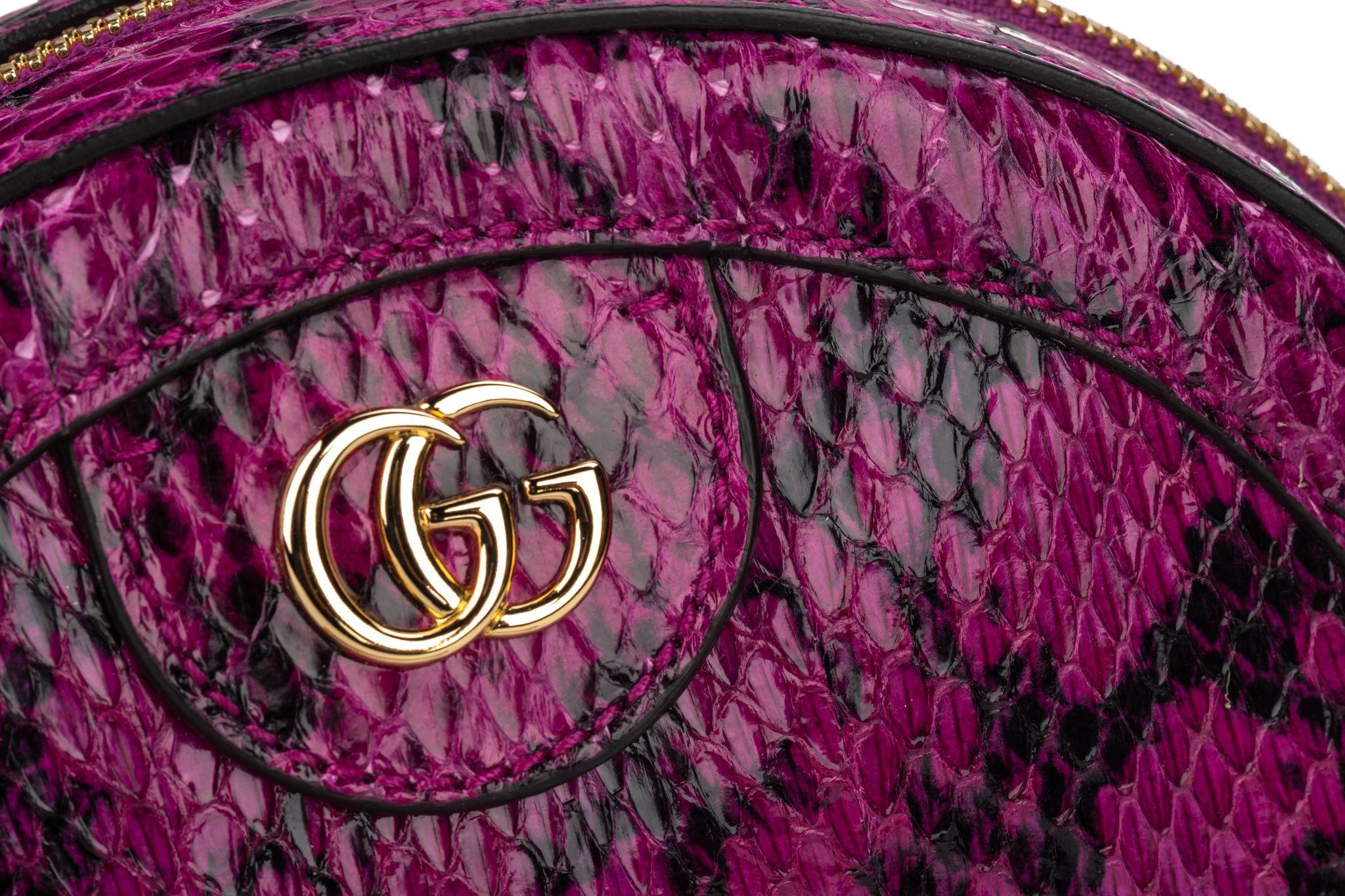 GUCCI Ophidia Watersnake Purple Mini Round Bag New in Box  For Sale 2