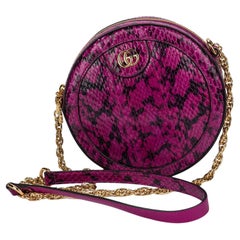 GUCCI Ophidia Watersnake Purple Mini Round Bag New in Box 