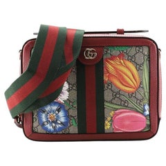 Used Gucci Ophidia Zip Around Camera Bag Flora GG Coated Canvas Small