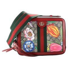 Gucci Ophidia Zip Around Camera Bag Flora GG Coated Canvas Small