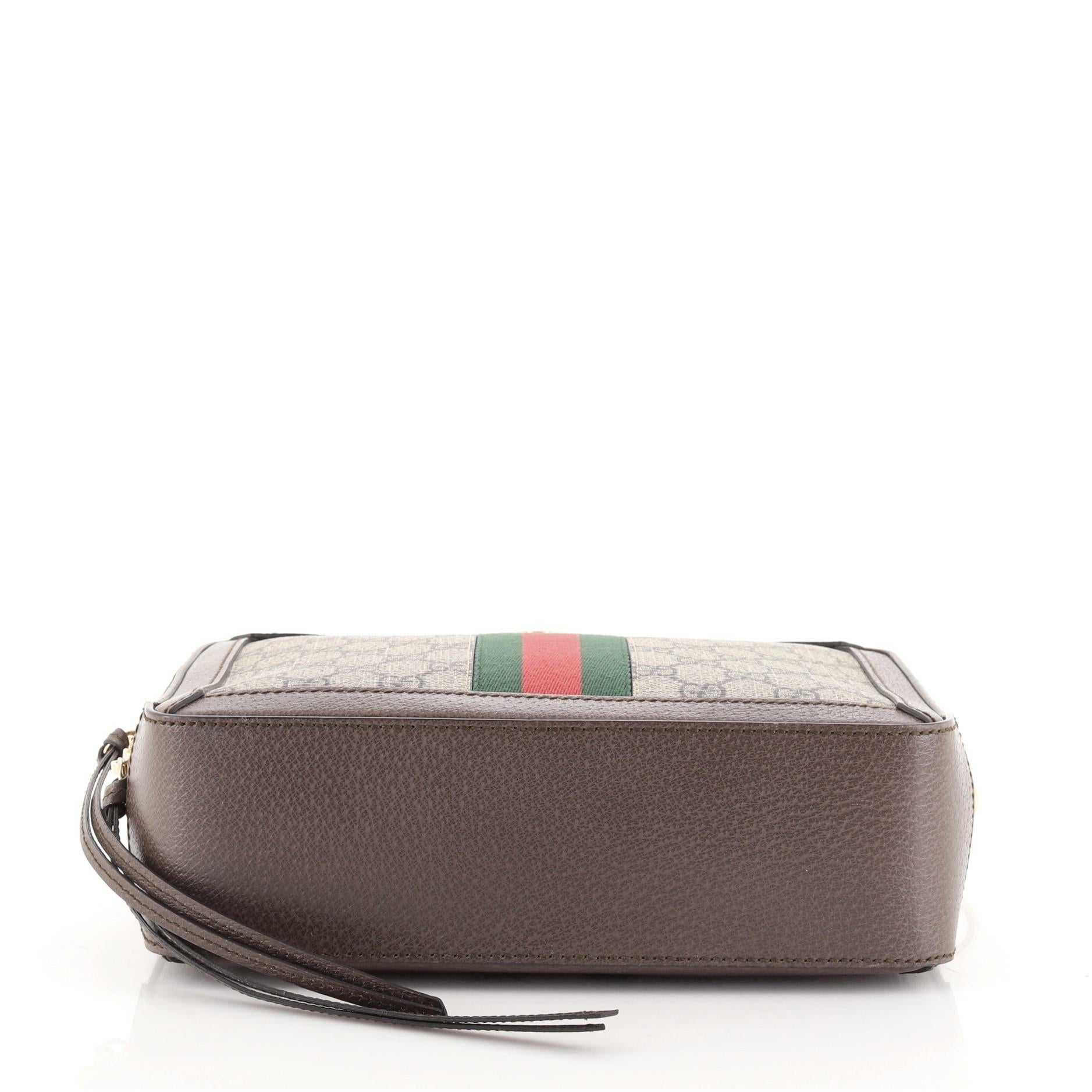 Gucci Ophidia Kameratasche mit Reißverschluss GG aus beschichtetem Segeltuch Klein im Zustand „Gut“ in NY, NY