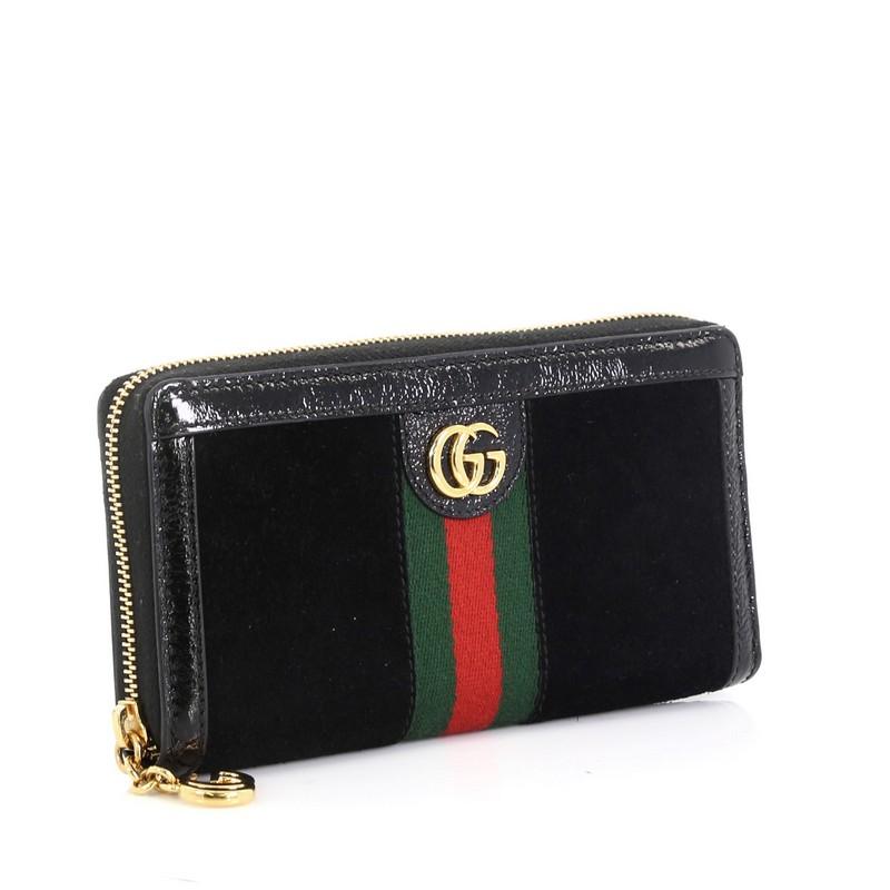 Black Gucci Ophidia Zip Around Wallet Suede 