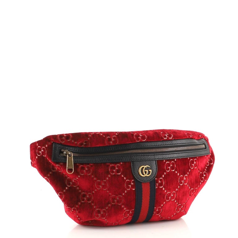 Gucci Ophidia Zip Belt Bag GG Velvet at 1stDibs