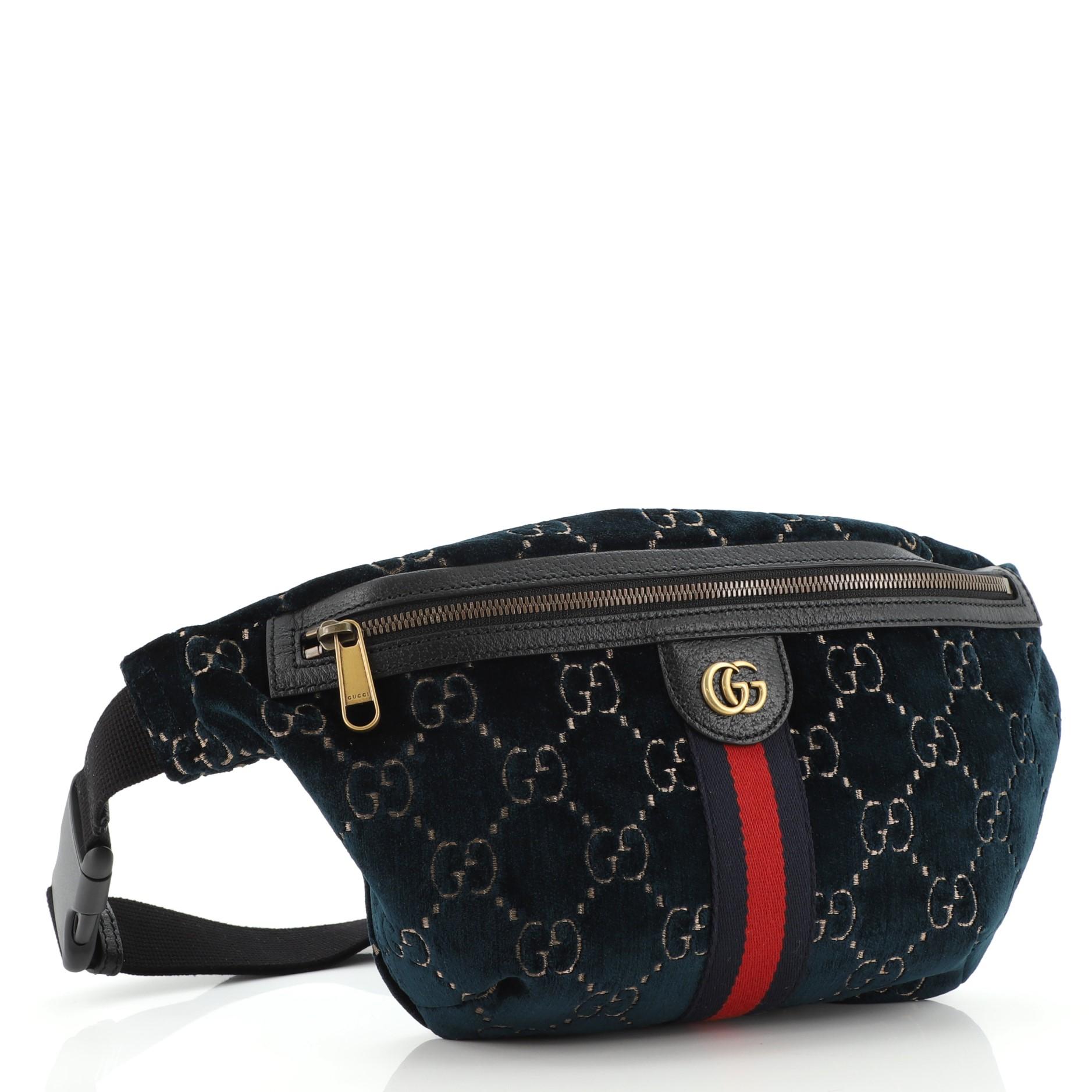 Black Gucci Ophidia Zip Belt Bag GG Velvet