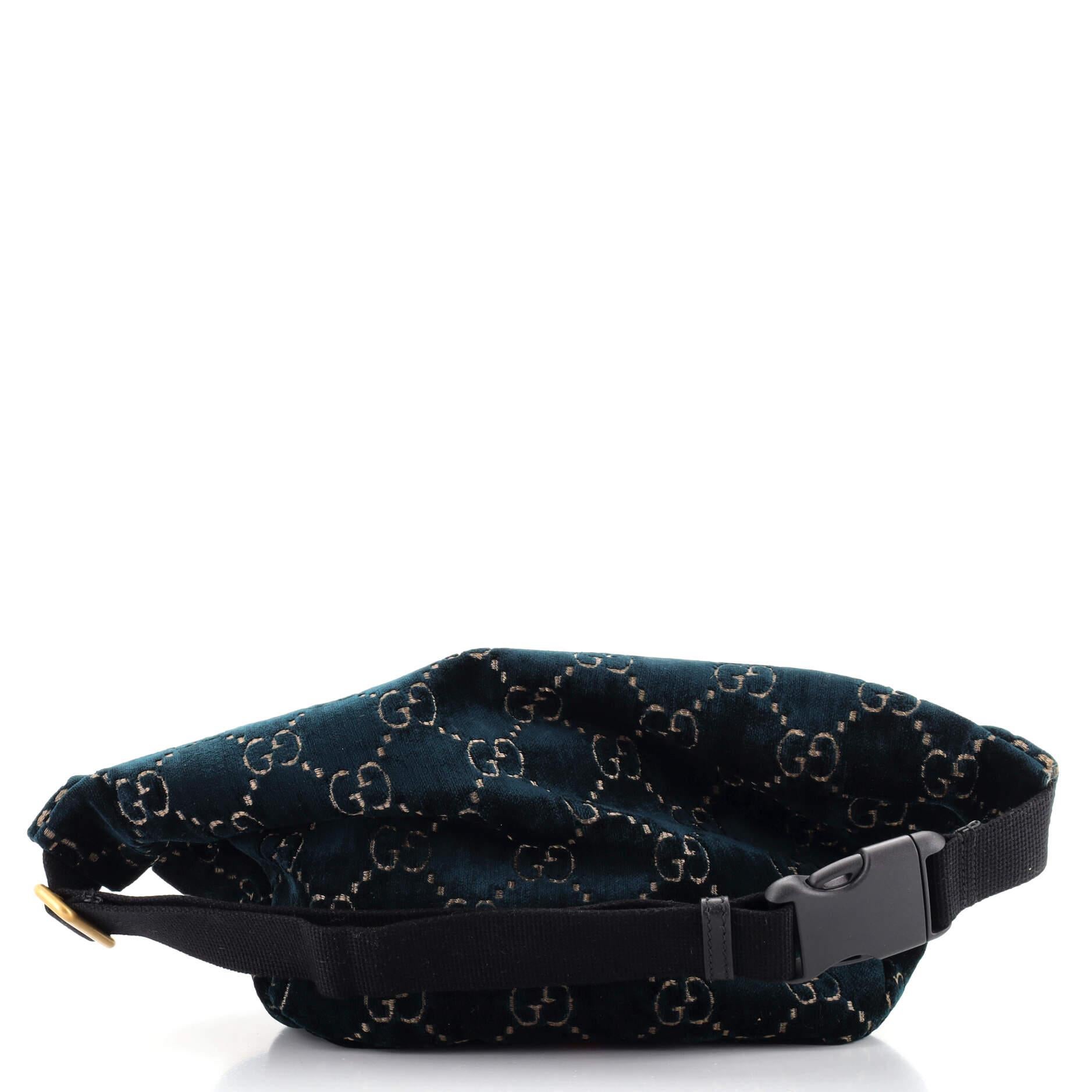 Black Gucci Ophidia Zip Belt Bag GG Velvet