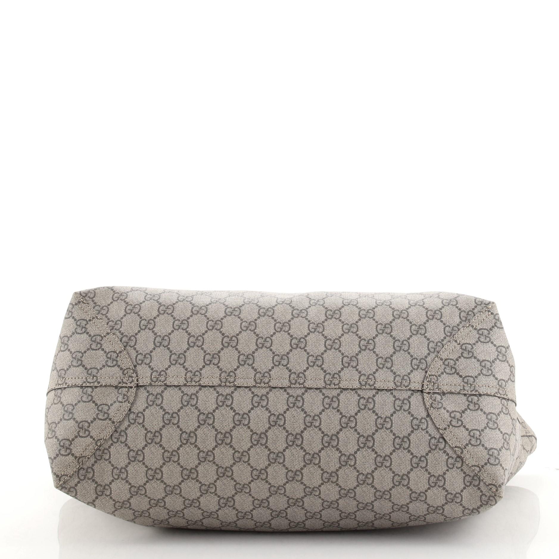Gray Gucci Ophidia Zip Tote GG Coated Canvas Medium