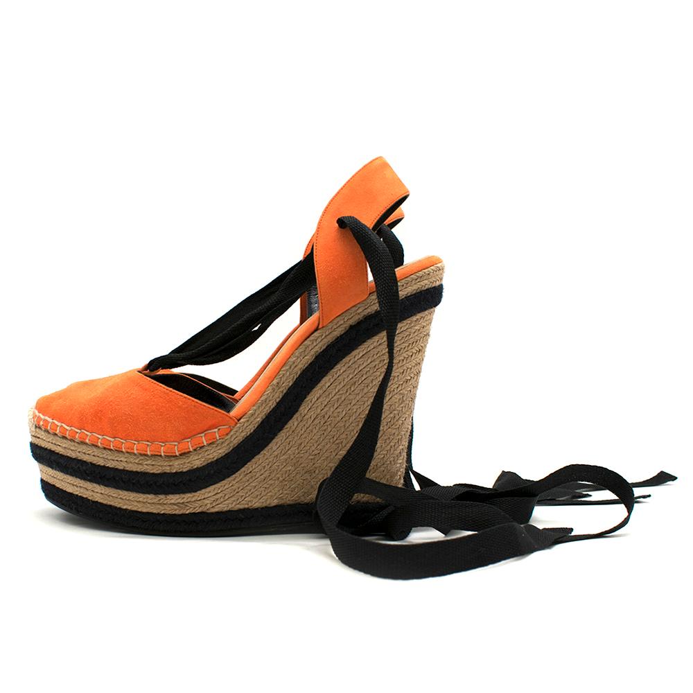 Black Gucci Orange Alexis Slingback Wedge Sandals	IT 39