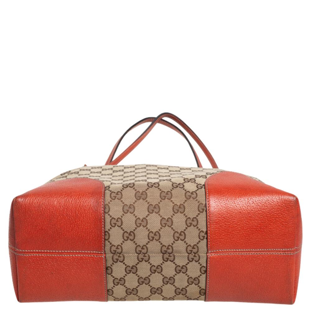 Gucci Orange/Beige GG Canvas And Leather Bree Bag 1