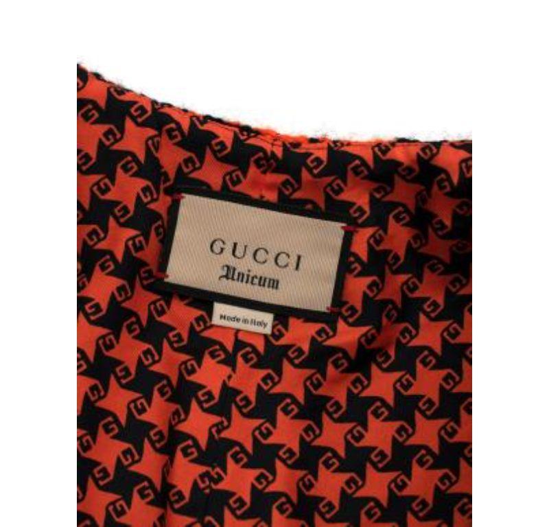 Gucci - Cape en laine Unicum pied-de-poule orange et noir en vente 2