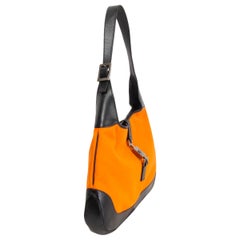 GUCCI orange canvas & black leather 1999 JACKIE O Shoulder Bag