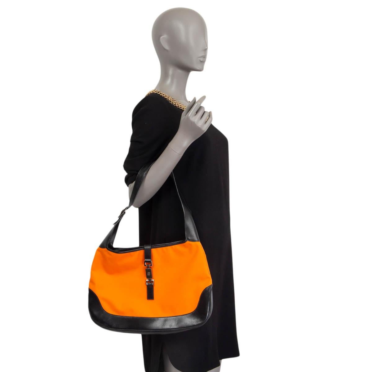 GUCCI orange canvas & black leather 1999 JACKIE O Shoulder Bag 1