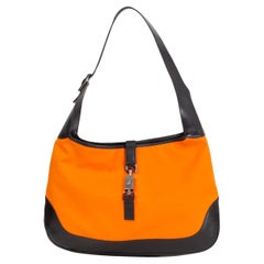 GUCCI orange canvas & black leather 1999 JACKIE O Shoulder Bag