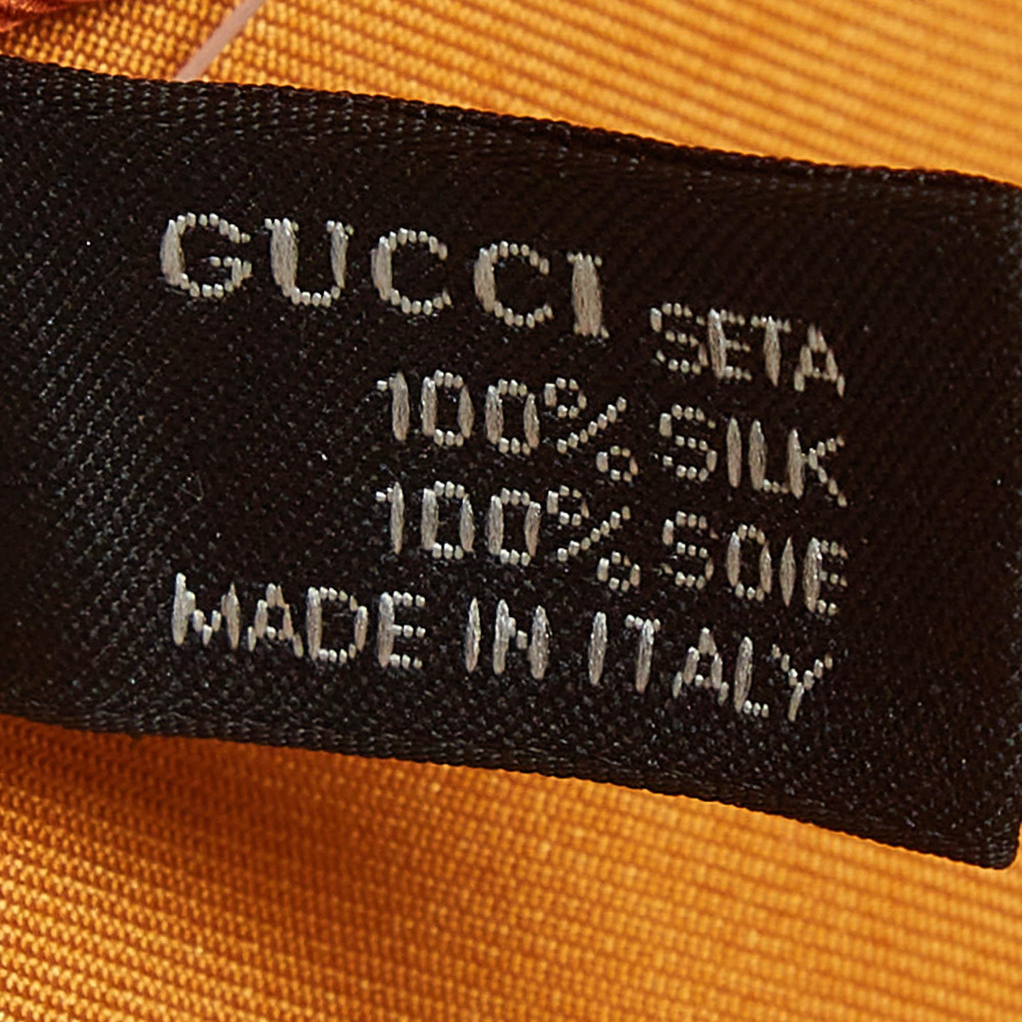 Women's Gucci Orange Colorblock Interlocking G Print Silk Scarf