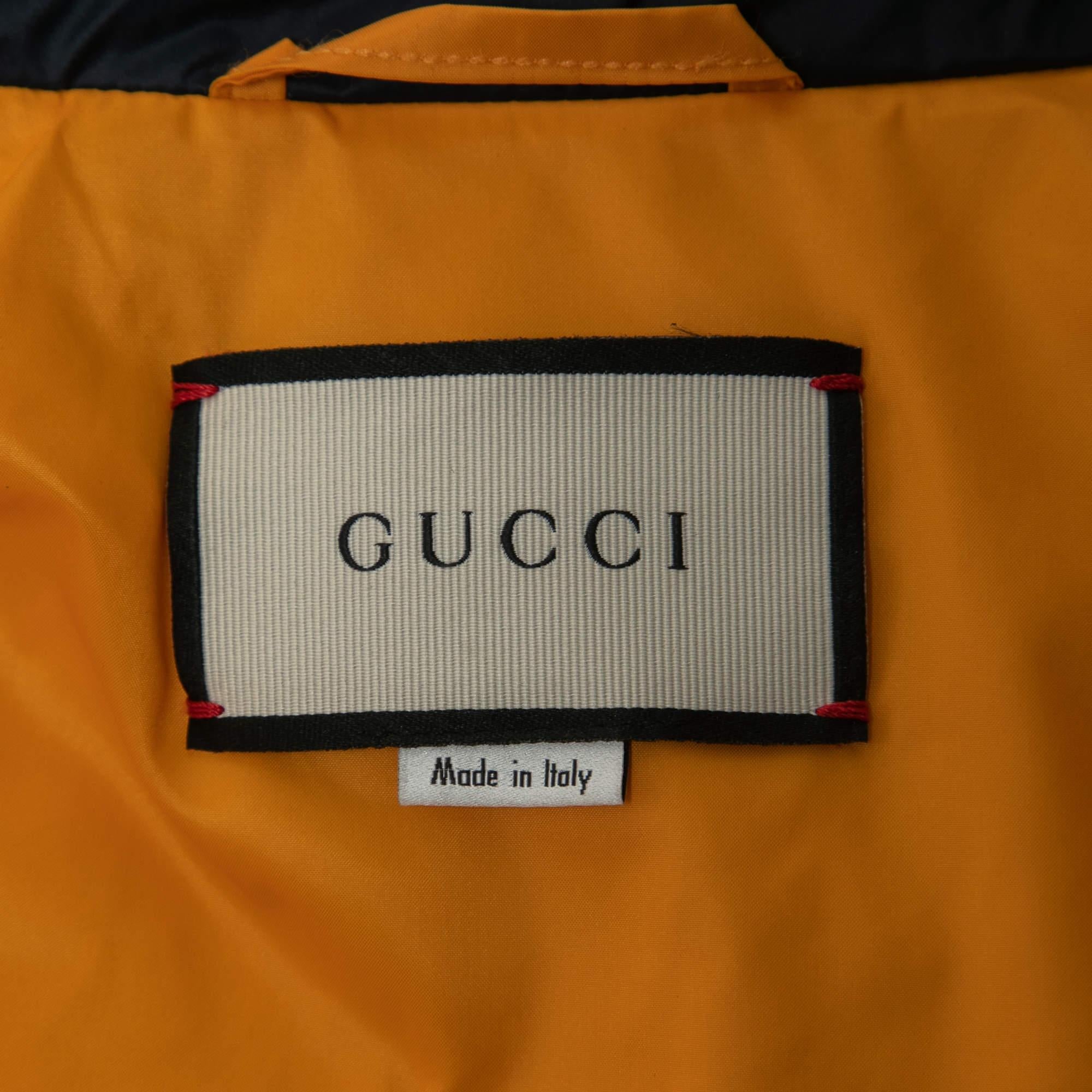 Gucci Orange Crystal Embellished Striped Spiritismo Biker Jacket S In Good Condition In Dubai, Al Qouz 2