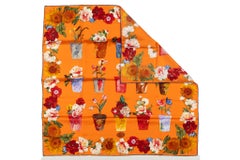 Gucci Orange Flower Vases Silk Scarf