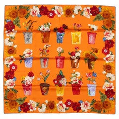 Pañuelo de seda florero naranja Gucci