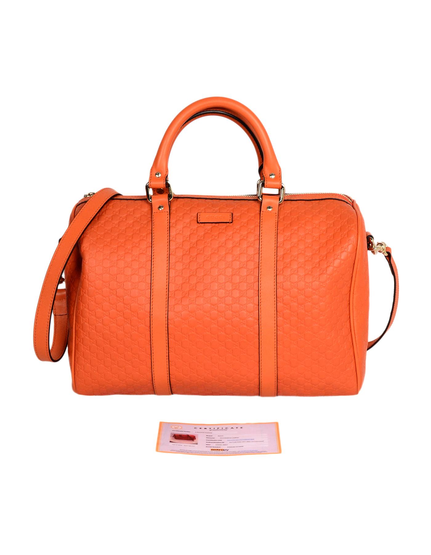 Gucci Orange GG Monogram Microguccissima Leather Medium Joy Boston Bag W/ Strap 3