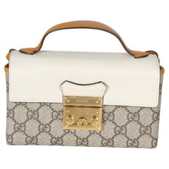 Gucci Orange GG Supreme Canvas Mini Padlock Top Handle Shoulder Bag