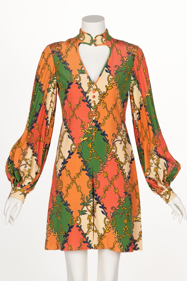 gucci printed silk dress Printed silk chiffon dress in light pink