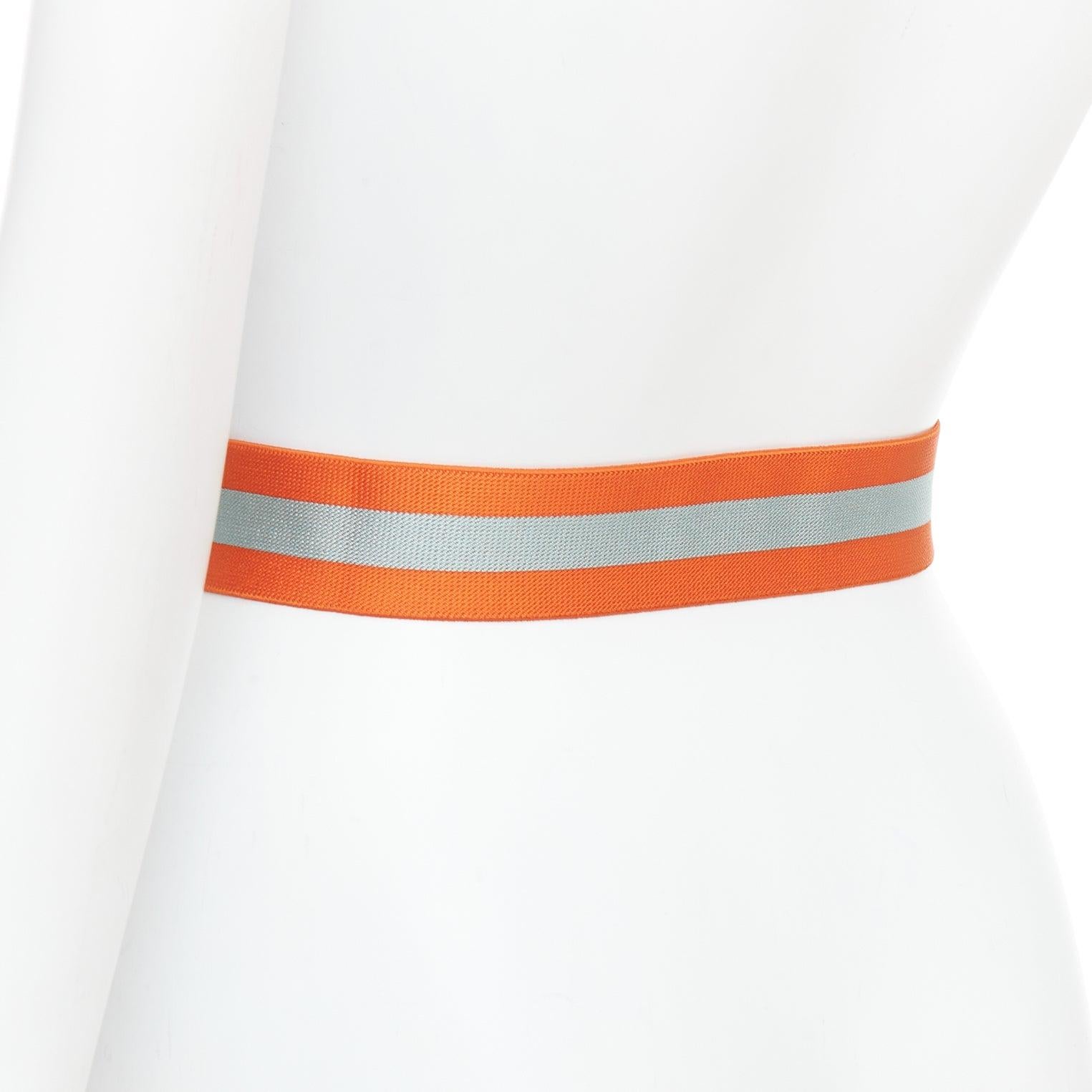 GUCCI orange grey fabric webbing GG logo buckle elastic belt 1