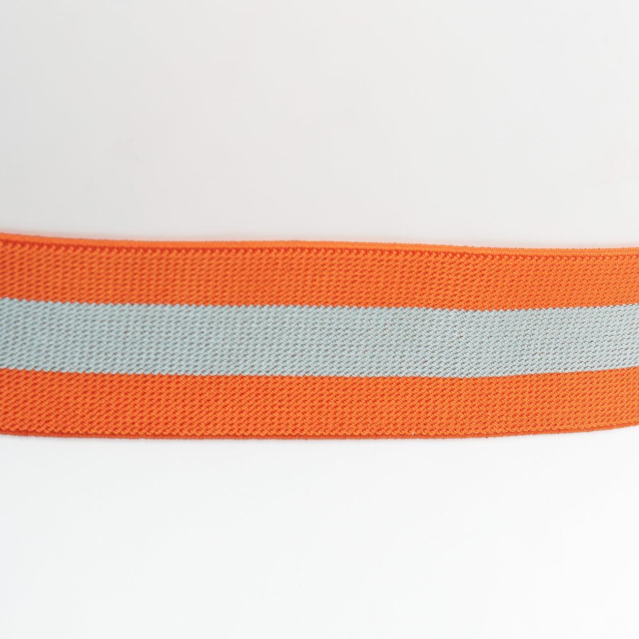 GUCCI orange grey fabric webbing GG logo buckle elastic belt 2