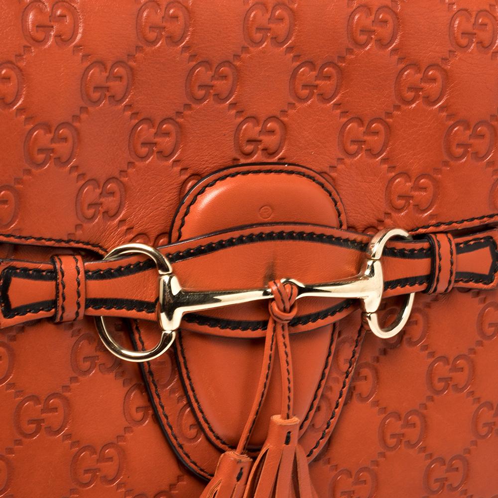 Gucci Orange Guccissima Leather Large Emily Chain Shoulder Bag 6