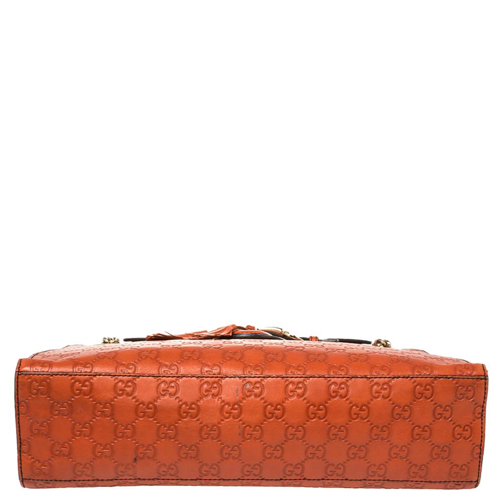 Women's Gucci Orange Guccissima Leather Large Emily Chain Shoulder Bag