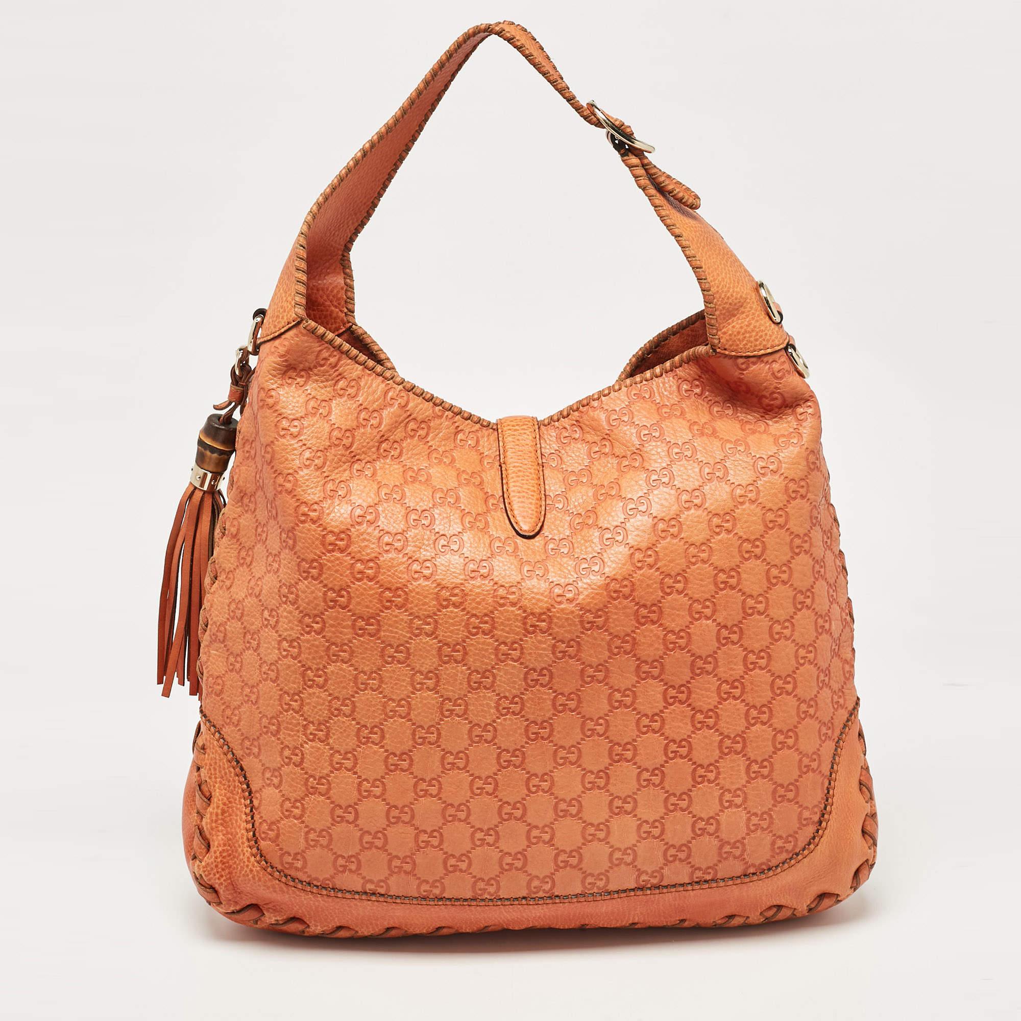 Women's Gucci Orange Guccissima Leather Large New Jackie Shoulder Bag