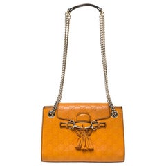 Gucci Orange Guccissima Leather Small Emily Chain Shoulder Bag