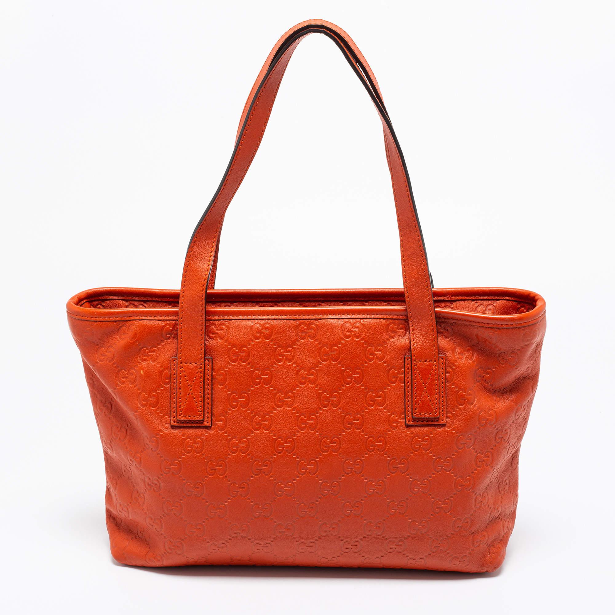 Gucci Orange Guccissima Leather Small Shopper Tote 1