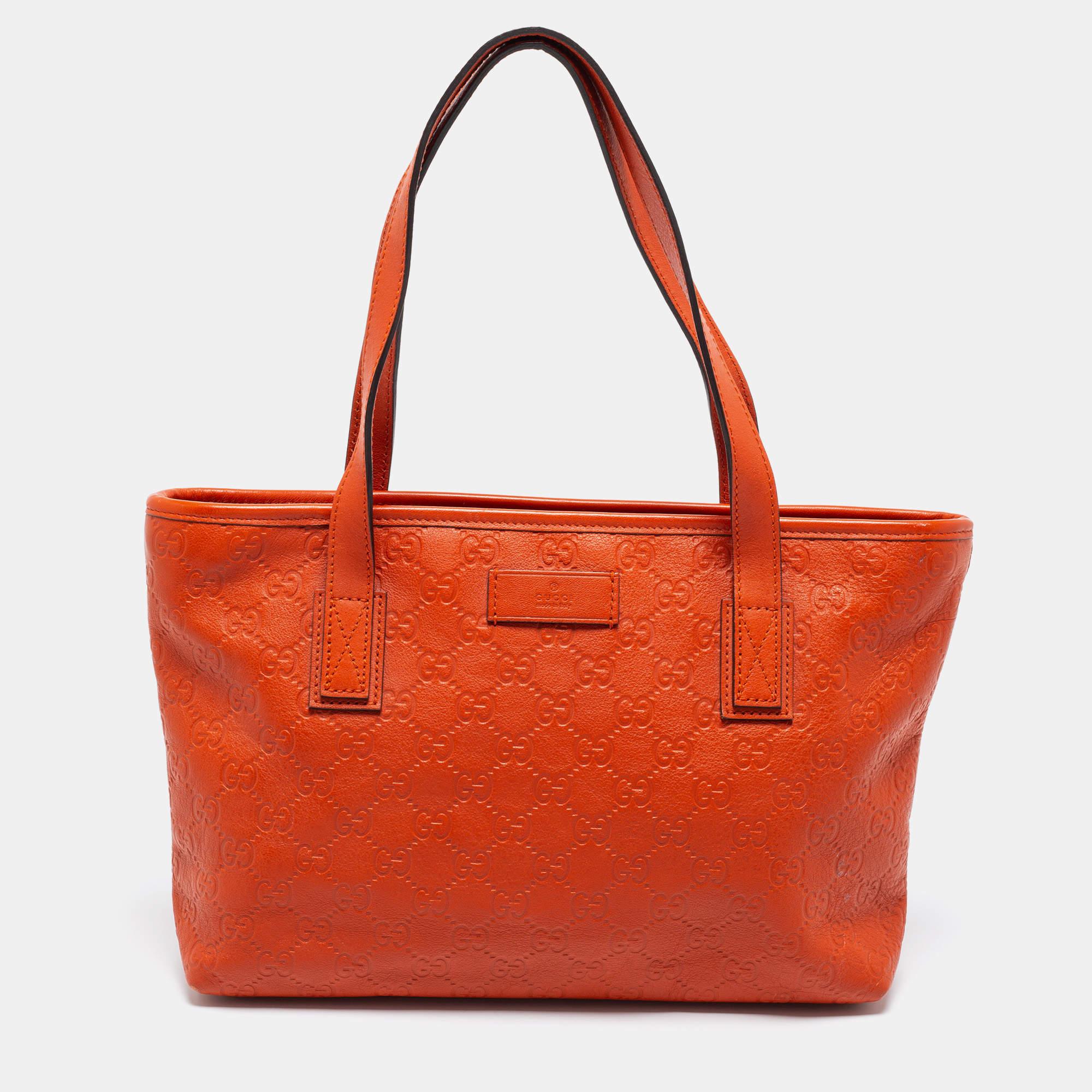 Gucci Orange Guccissima Leather Small Shopper Tote 2