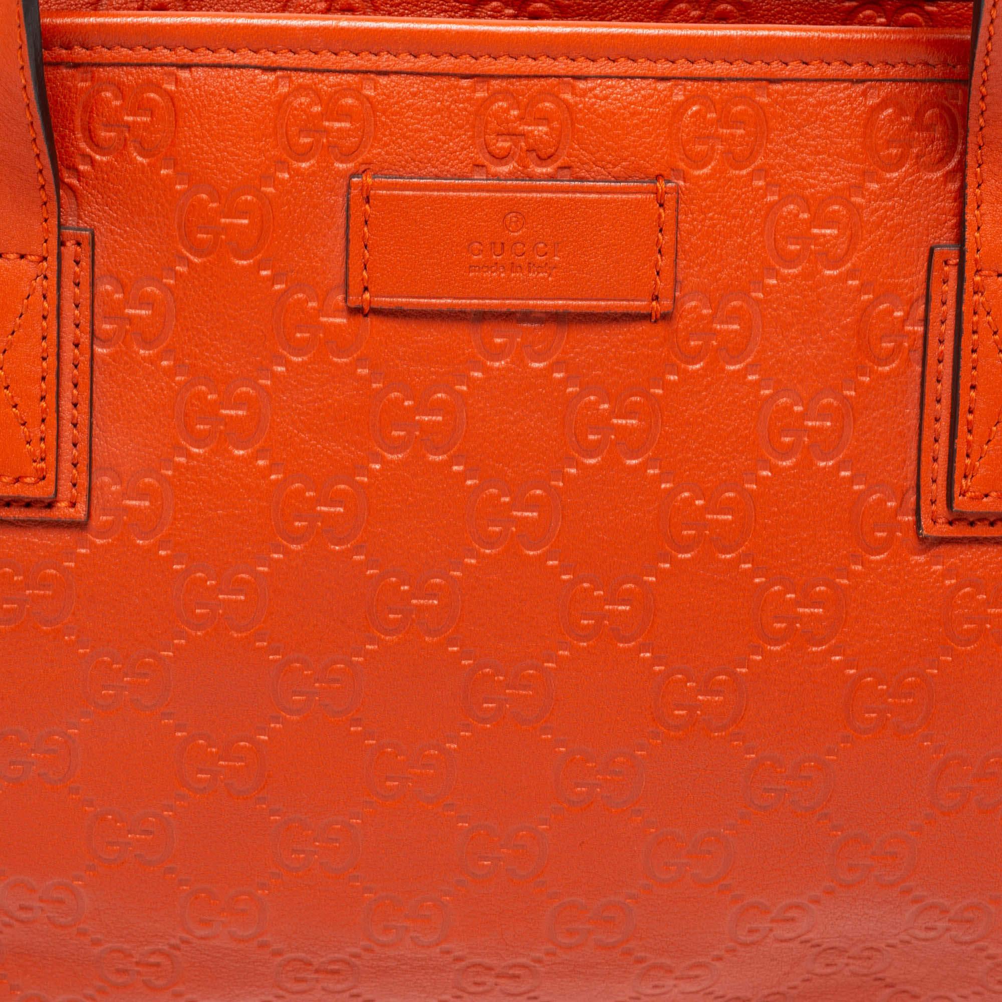 Gucci Orange Guccissima Leather Small Shopper Tote 5