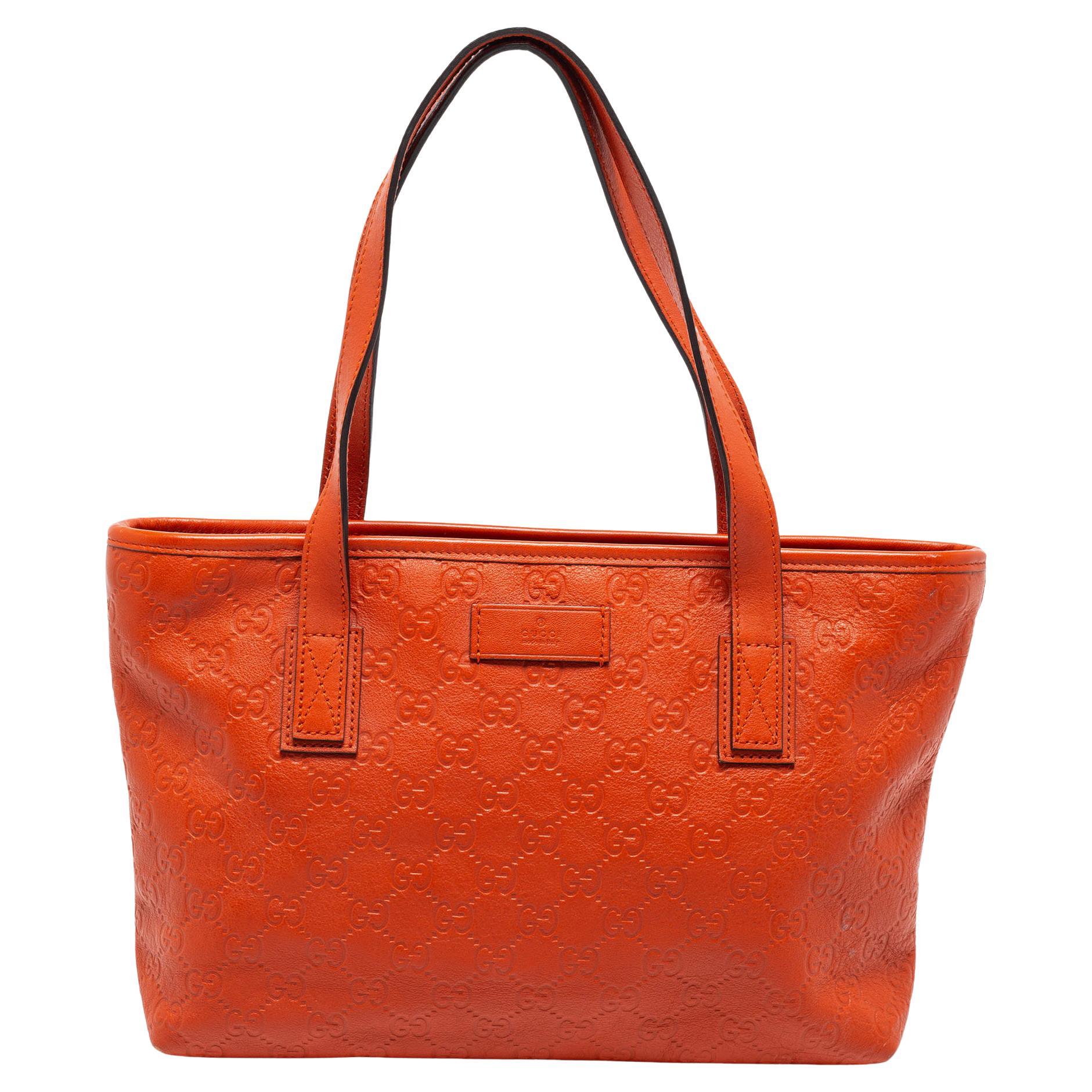 Florence Tote leather bag croco-embossed orange