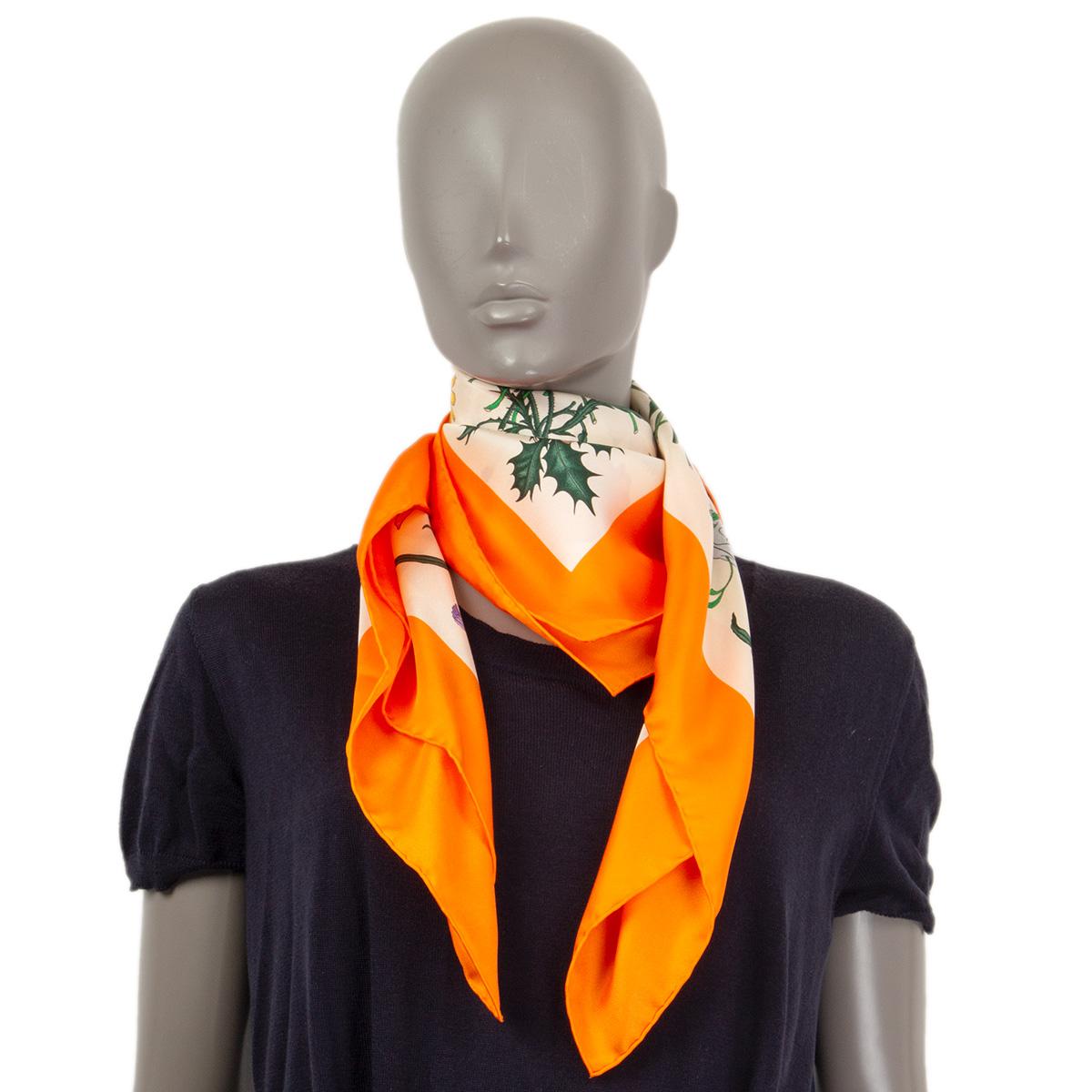 100% authentic  Gucci flora scarf in orange and ivory silk (100%) with a stunning array of colorful flowers. Has been worn and is in excellent condition. 

Measurements
Width	90cm (35.1in)
Length	90cm (35.1in)

All our listings include only the