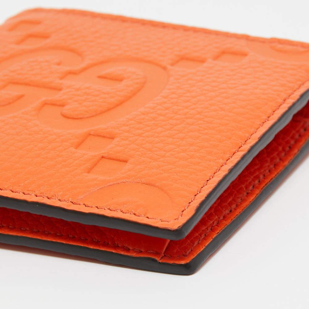 Gucci Orange Jumbo GG Leather Coin Bifold Wallet For Sale 6