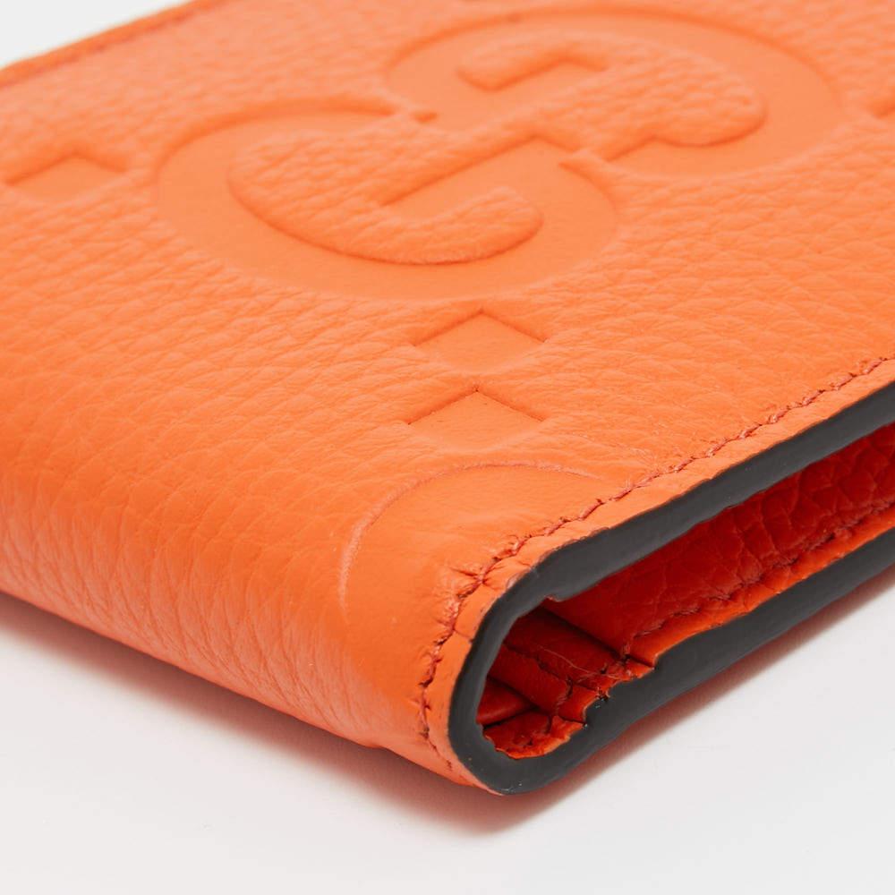 Gucci Orange Jumbo GG Leather Coin Bifold Wallet For Sale 7