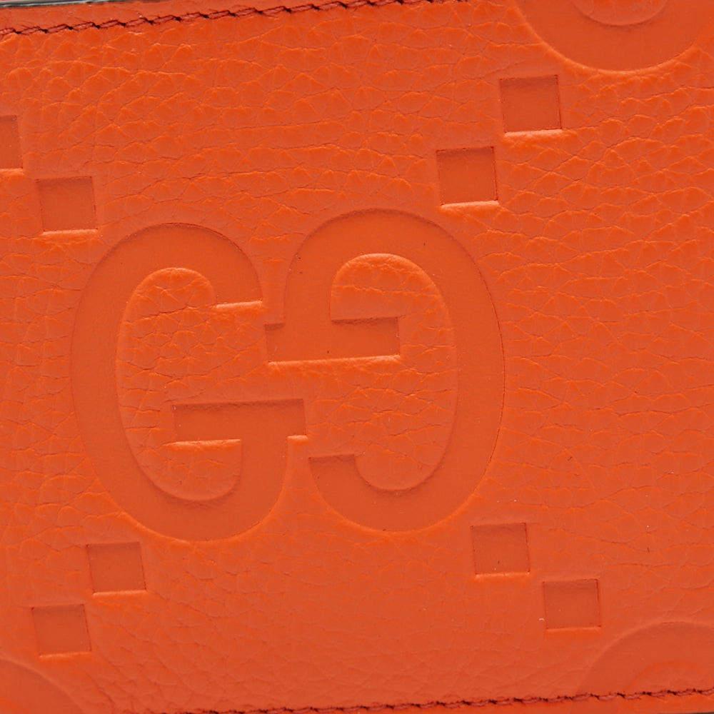 Gucci Orange Jumbo GG Leather Coin Bifold Wallet For Sale 3