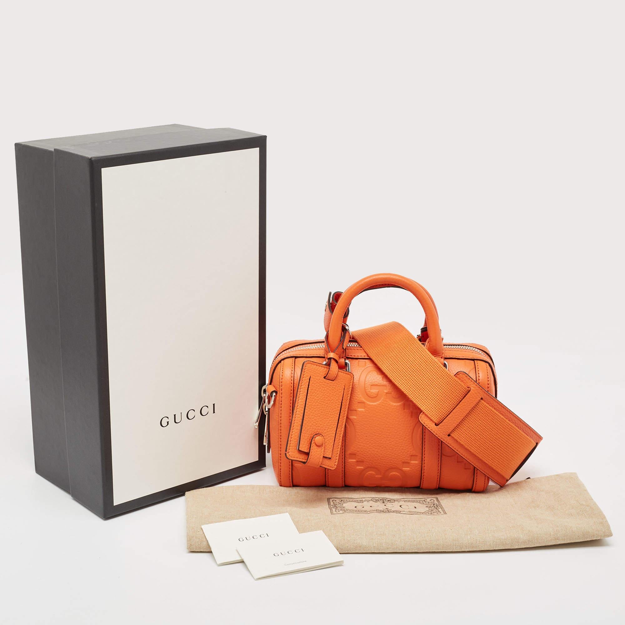 Gucci Orange Jumbo GG Leather Mini Duffle Bag 8