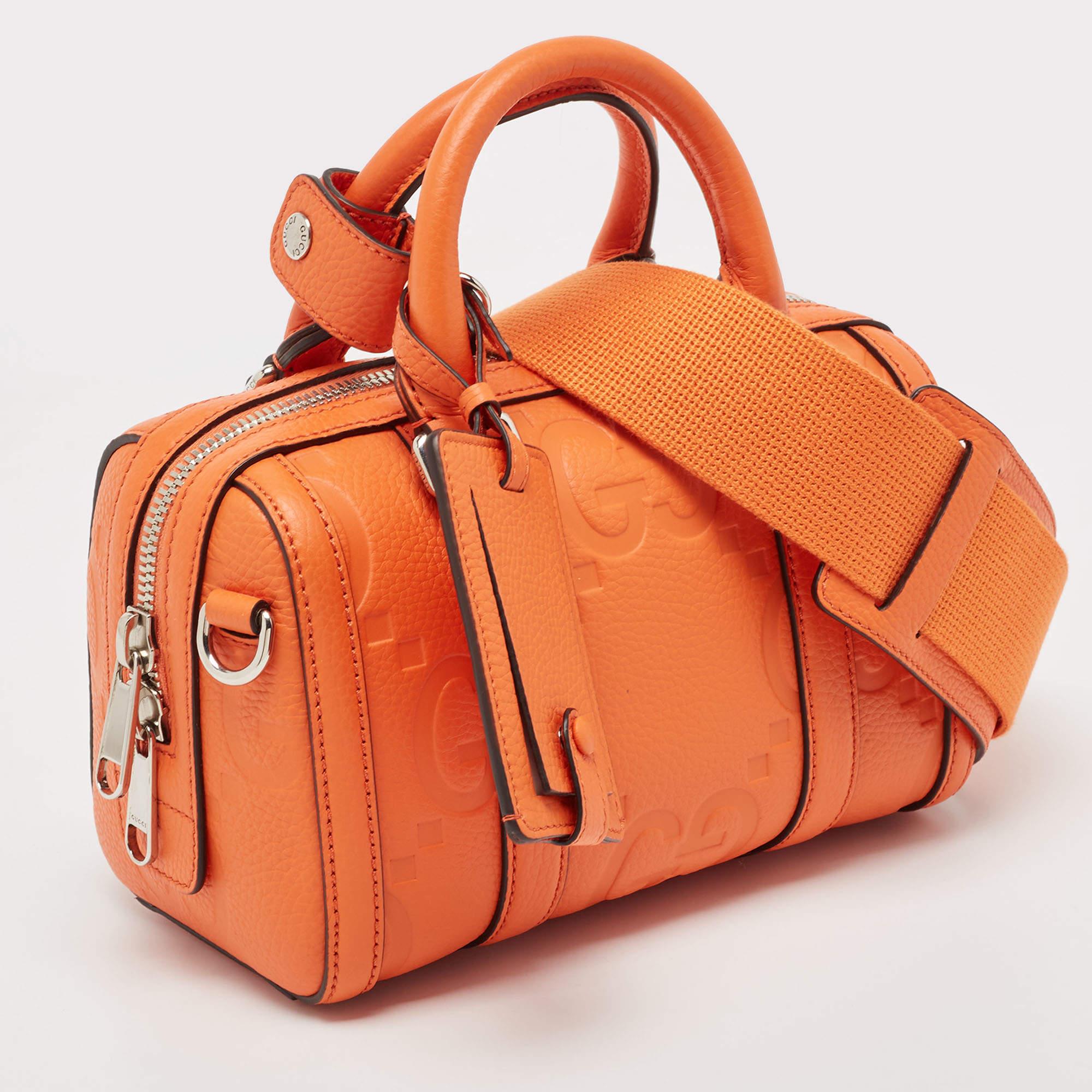 Women's Gucci Orange Jumbo GG Leather Mini Duffle Bag