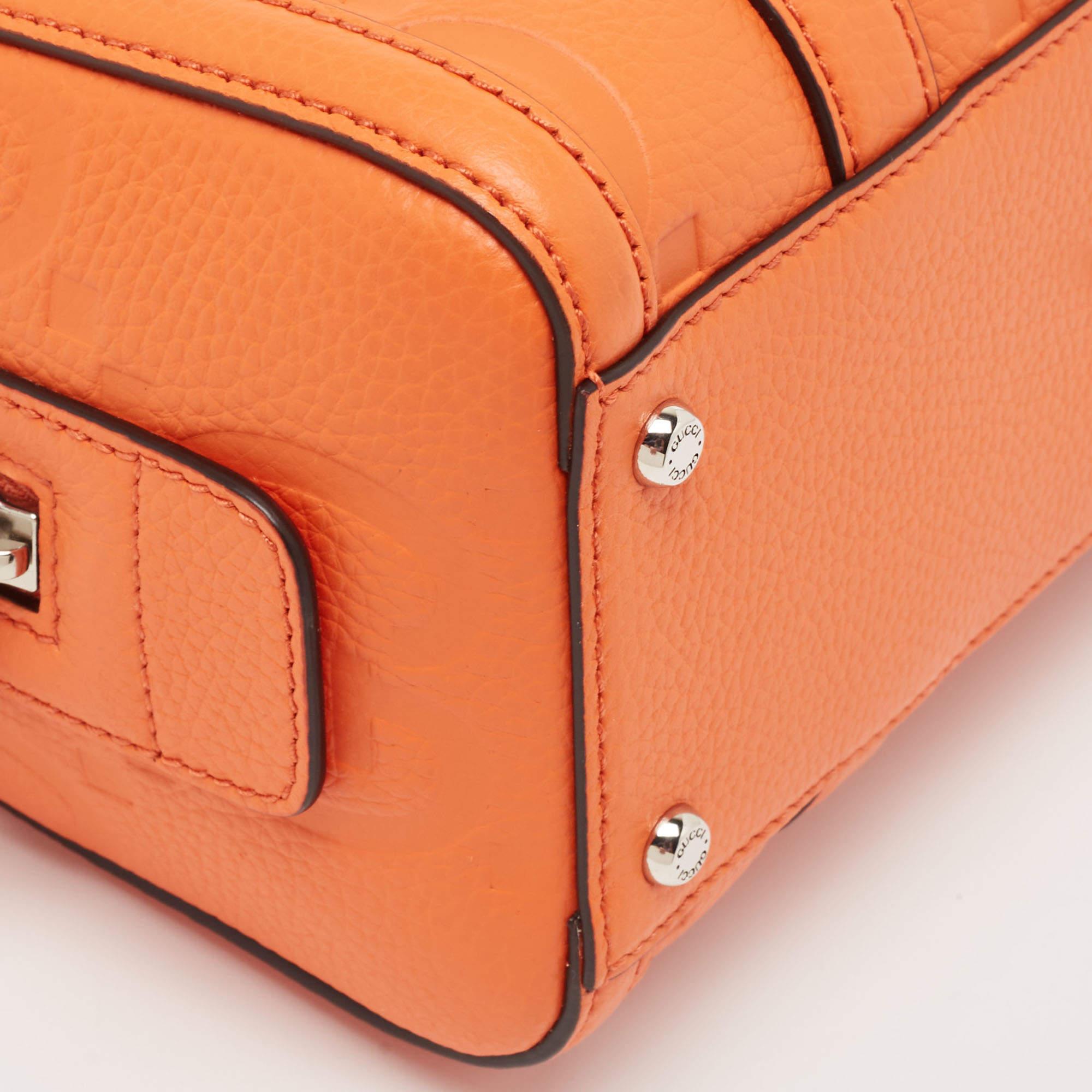 Gucci Orange Jumbo GG Leather Mini Duffle Bag 4