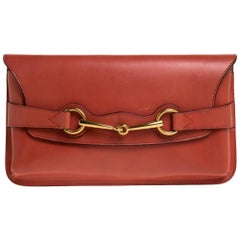 Gucci Orange Leather Bright Bit Clutch