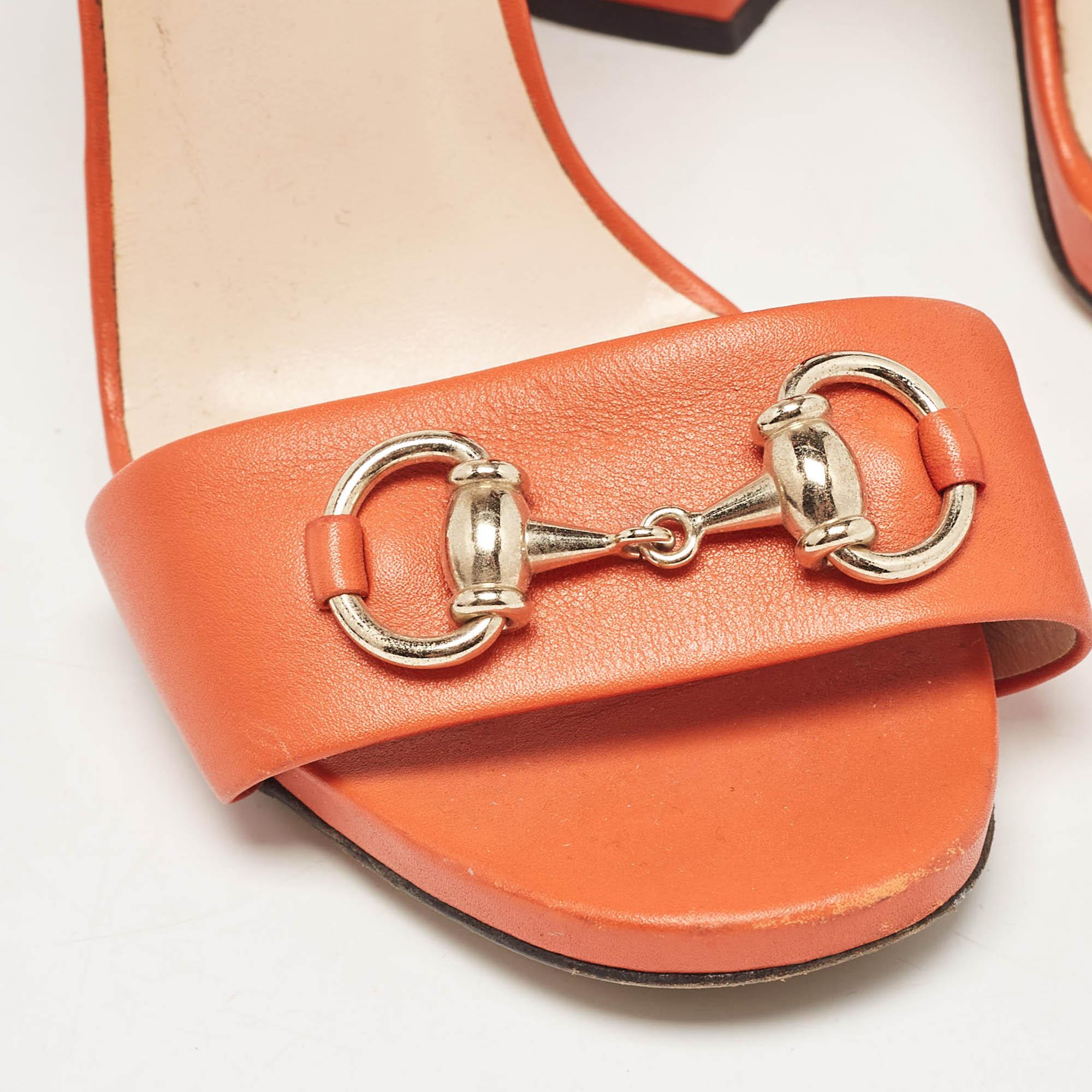 Gucci Sandali Claudie in pelle arancione con cinturino alla caviglia misura 36 2