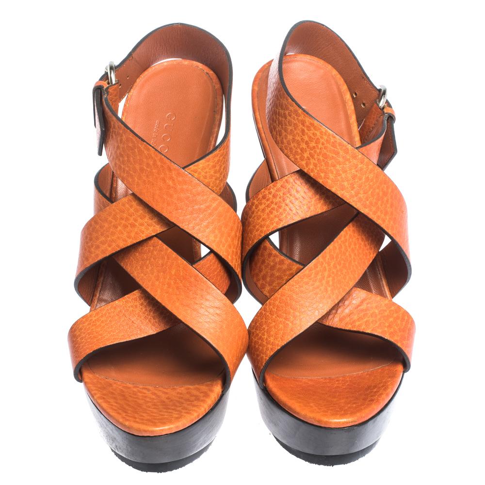 gucci orange platform sandals