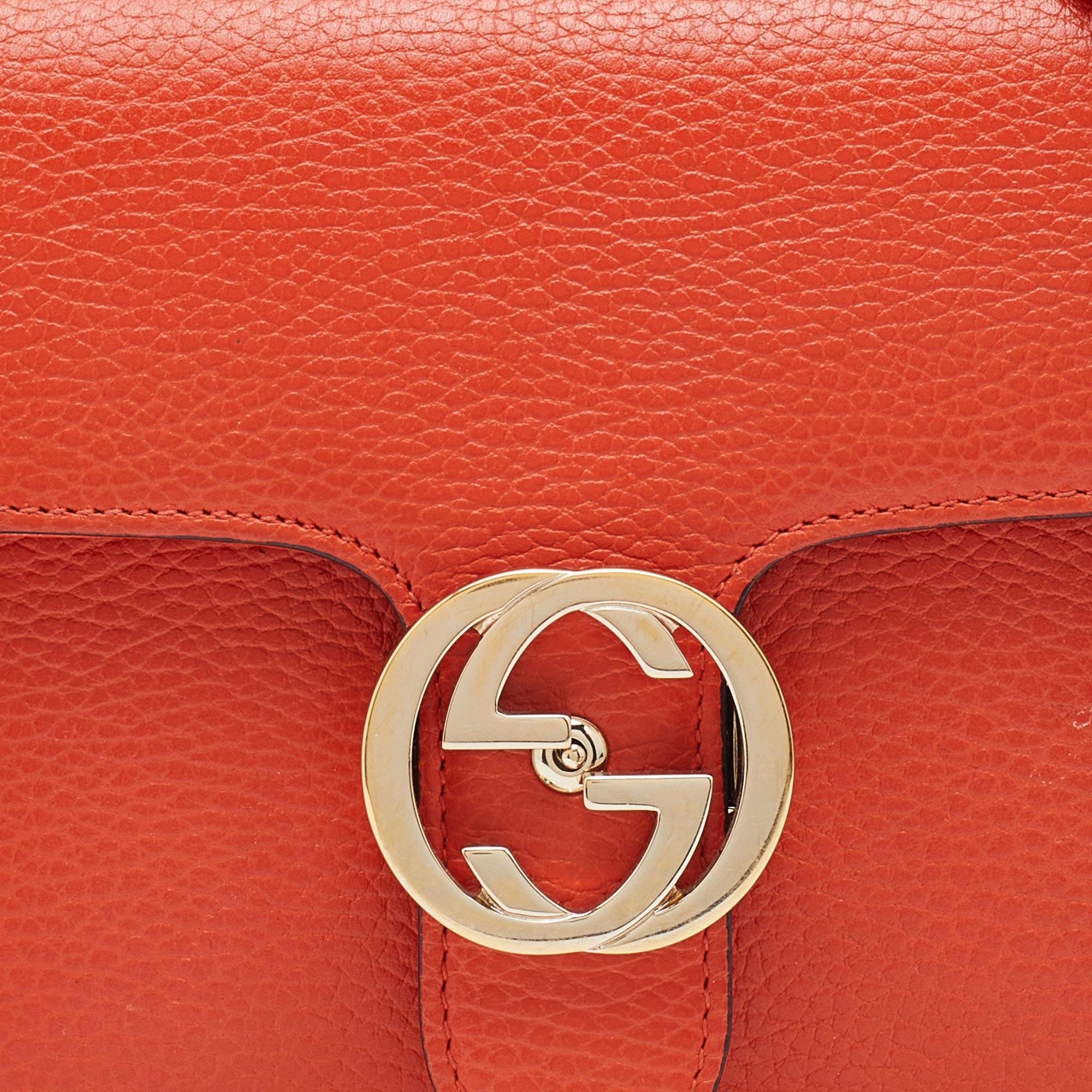 Gucci Orange Leather Dollar Interlocking G Crossbody Bag 9