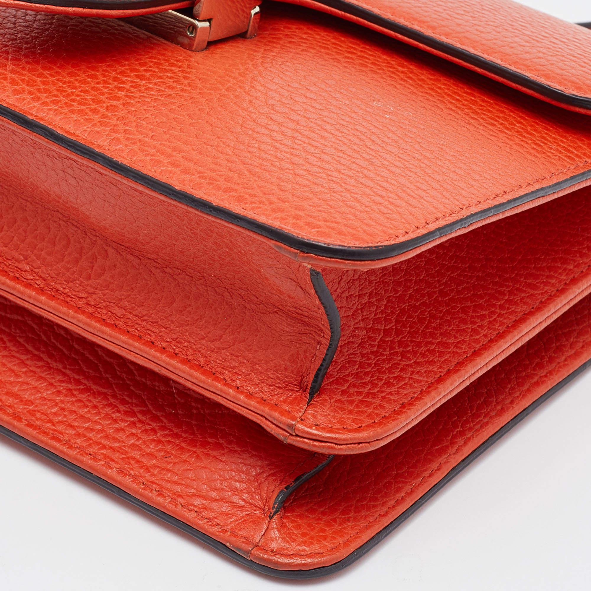Gucci Orange Leather Dollar Interlocking G Crossbody Bag 2