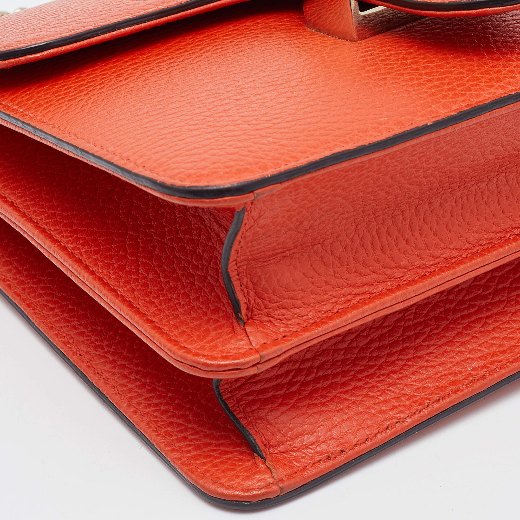 Gucci Orange Leather Dollar Interlocking G Crossbody Bag 3