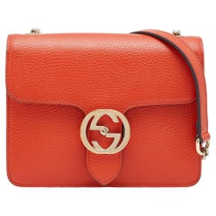 Gucci Orange Leather Dollar Interlocking G Crossbody Bag