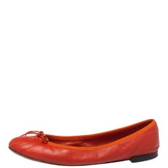 Gucci Orange Leather GG Interlocking Ballet Flats Size 37