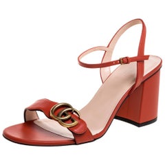 Gucci Orange Leder GG Marmont Riemchensandalen Größe 40