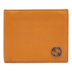 Gucci Orange Leather Interlocking G Bifold Wallet